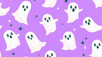Background with cute holloween ghost seamless pattern