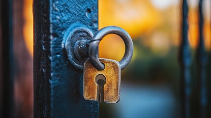 Vintage Padlock on Gate