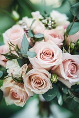 Pink Roses Bouquet Close Up
