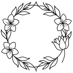 spring floral frame outline coloring book page line art drawing
