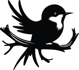 Vector illustration of a group of birds sitting on top.