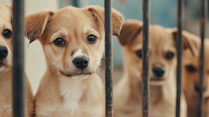 Cute Puppies Behind Bars