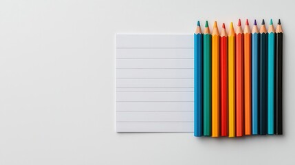 Smooth white A4 paper stack next to colorful highlighters, minimalist stationery concept, paper, office supplies
