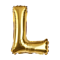 Fototapeta premium golden balloon shape for alphabet L on white background for birthdays, parties and celebrations
