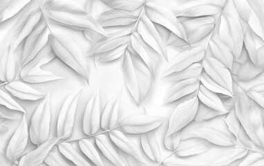 Fototapeta premium A delicate pencil drawing of intertwined fern leaves forming a repeating pattern, with fine details in the veins and fronds