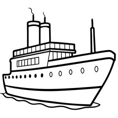 Obraz premium steamship outline coloring book page line art drawing