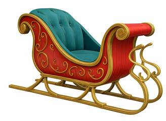 A beautiful nostalgic sleigh with a backrest on a transparent background
