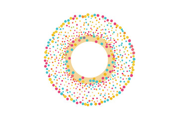 Sugar Sprinkles Circle Frame Donut Glaze Cake Decoration on white background.