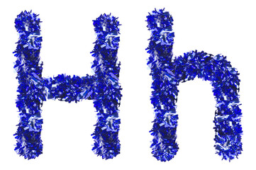 letter H made from New Year's tinsel, isolated Christmas tinsel, tinsel garland