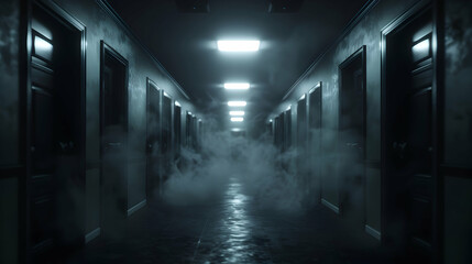 Fototapeta premium Visual Haunted House With Creaking Doors And Gho