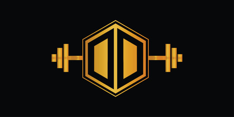 D, DD GYM AND FITNESS LOGO IN HEXAGON