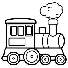 steam train toy outline coloring book page line art drawing