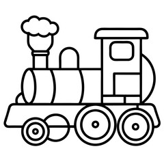 steam train toy outline coloring book page line art drawing