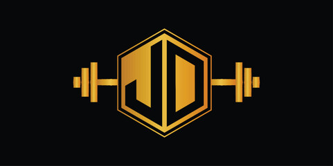 Gym and Fitness, Initial Alphabet letter J and D Logo Template	