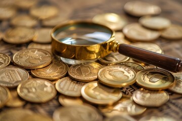 Magnifying Glass on Golden Coins