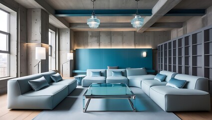 Scandinavian Serenity: Minimalist Modern Living Room Mockup with Blank Wall Canvas