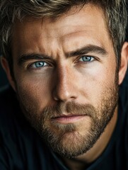 Obraz premium Close-up of a man with striking blue eyes and a well-groomed beard