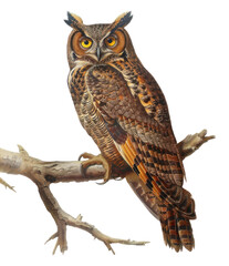 Obraz premium PNG Detailed owl on branch