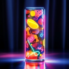 Obraz premium Abstract Neon Glass with Colorful Shapes