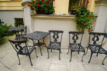 restaurant terrace in the street of Bratislava