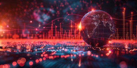 Futuristic digital globe data connections and network lines symbolizing global technology and communication