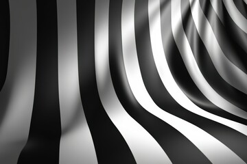 Curved black and white striped fabric softly draping in natural light