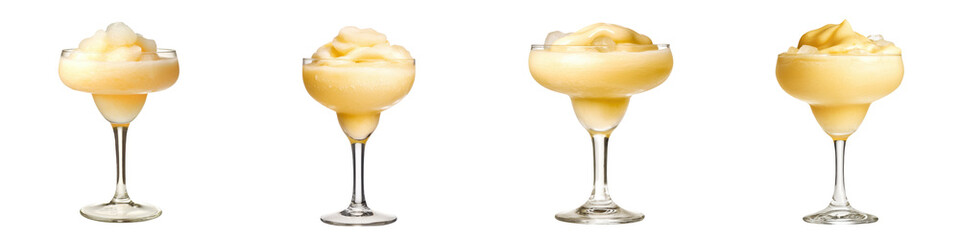 Refreshing tropical cocktail served in elegant glasses, perfect for summer gatherings or beach parties. transparent background