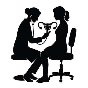 doctor examining patient silhouette clip art preview