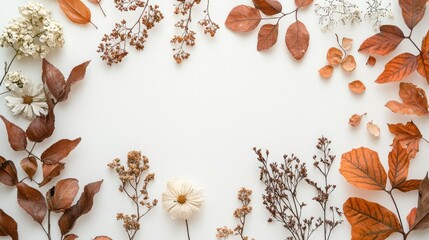 Rustic White Background with Autumn Florals