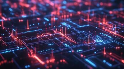 Fototapeta premium Abstract high-tech network with intricate glowing connections and data flows