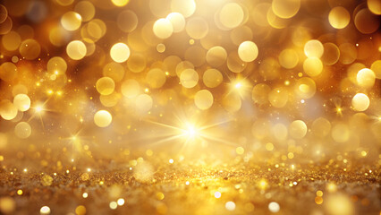 Golden bokeh lights with a radiant glow, festive and luxurious abstract background