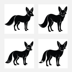  Fennec fox silhouette vector illustration.