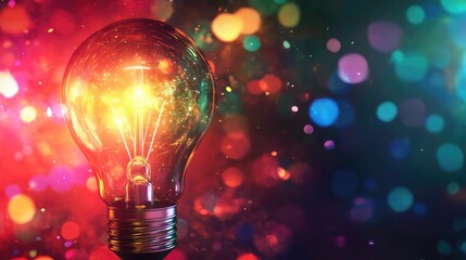 Abstract lightbulb design with bright, vivid colors and a large area for text