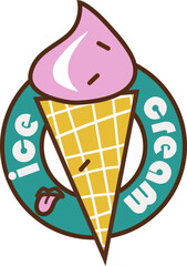 ice cream, pink, dessert, food, icon, logo