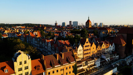 Obraz premium city ​​European ancient architecture port city aerial photography Gdansk Poland