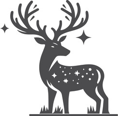Deer silhouette vector set, Collection of reindeer silhouette isolated on white background. vector illustration