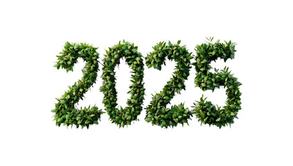 Happy New Year 2025 Green Plants Decoration