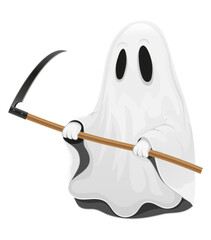 cute ghost in the sheet for halloween cartoon stock vector illustration isolated on white background