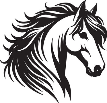 horce face icon silhouette design vector art illustration