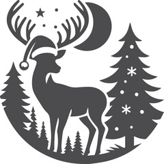 Deer silhouette vector set, Collection of reindeer silhouette isolated on white background. vector illustration