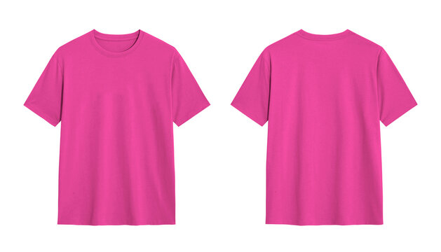 Pink T shirt Mockup, Front and Back View, Isolated