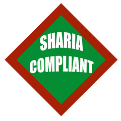 creative and intricate design featuring the phrase "Sharia Compliant" in a diamond-shaped circle. Ideal for Islamic finance, business, or legal contexts. Modern, clean, and minimalistic design