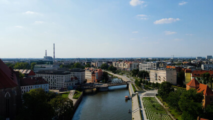 view city from the height of modern wish development architecture Europe Wroclaw Poland
