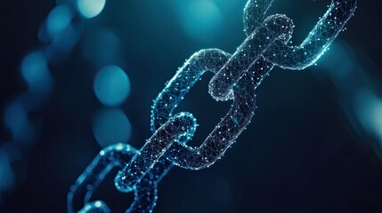 Glimmering Chain Links in Blue Light