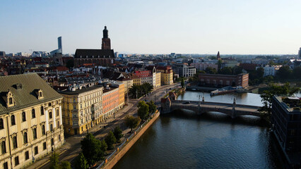 view city from the height of modern wish development architecture Europe Wroclaw Poland