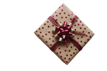 Beautiful Christmas gift box with glittery accents isolated on transparent background