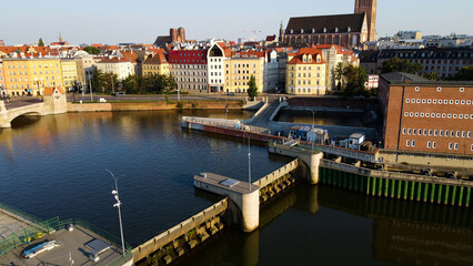 Obraz premium view city from the height of modern wish development architecture Europe Wroclaw Poland
