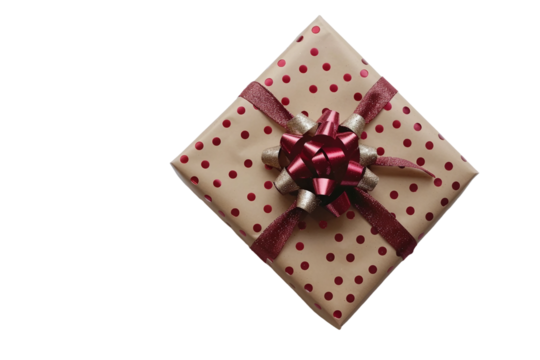 Beautiful Christmas gift box with glittery accents isolated on transparent background