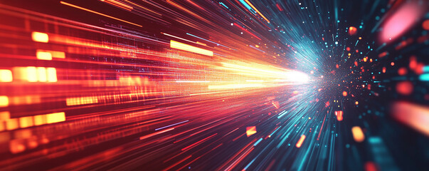 Obraz premium Abstract background of digital data transfer and futuristic technology with a glowing light effect