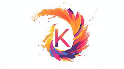 Fototapeta premium Vibrant and varied paint splash logo in multiple colors on a white background.